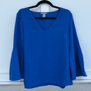 H&M Royal Blue Bell Sleeve Blouse
